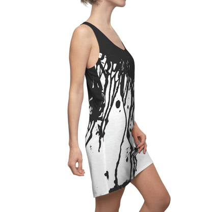 Black and White Paint/Ink Drip Dress