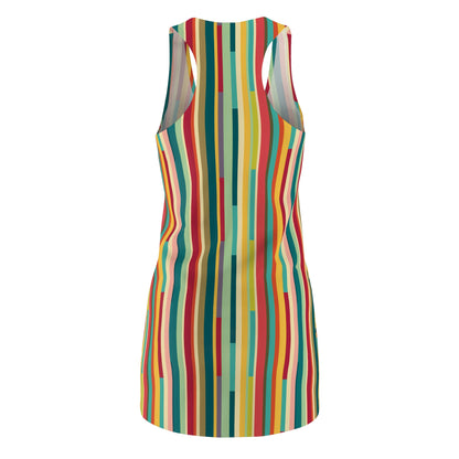 Colorful Technicolor Stripes Pattern Dress