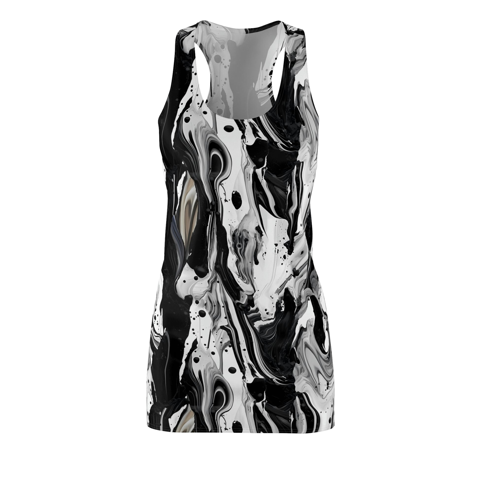 Black and White Marble Pattern Dress