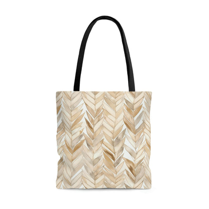 Beige Herringbone Pattern Tote Bag