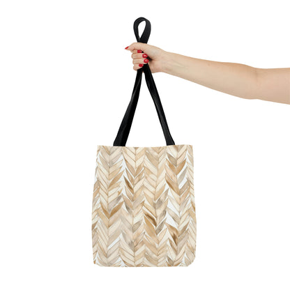 Beige Herringbone Pattern Tote Bag