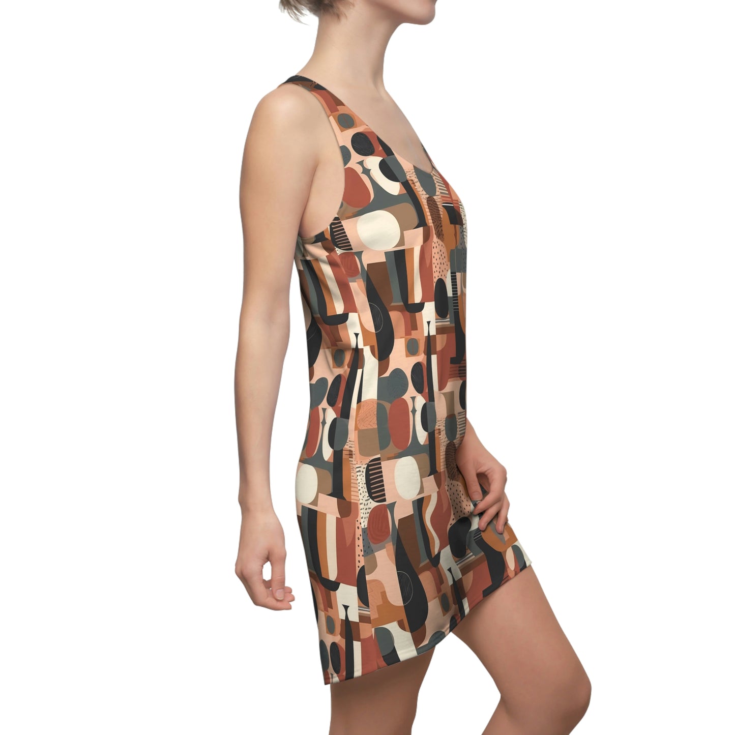 Earthy Hues Dress, geometric pattern