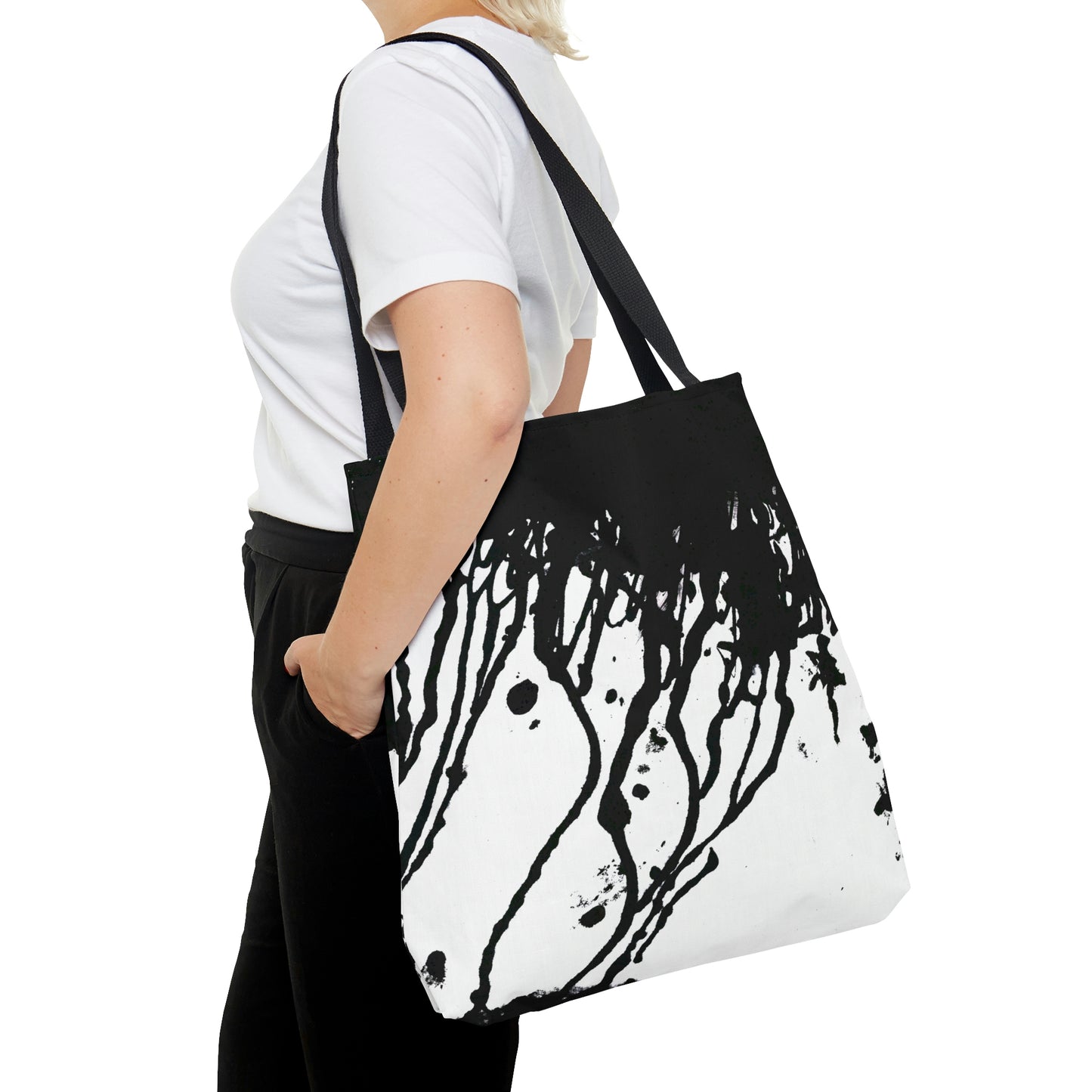 Black and White Paint/Ink Drip Tote Bag