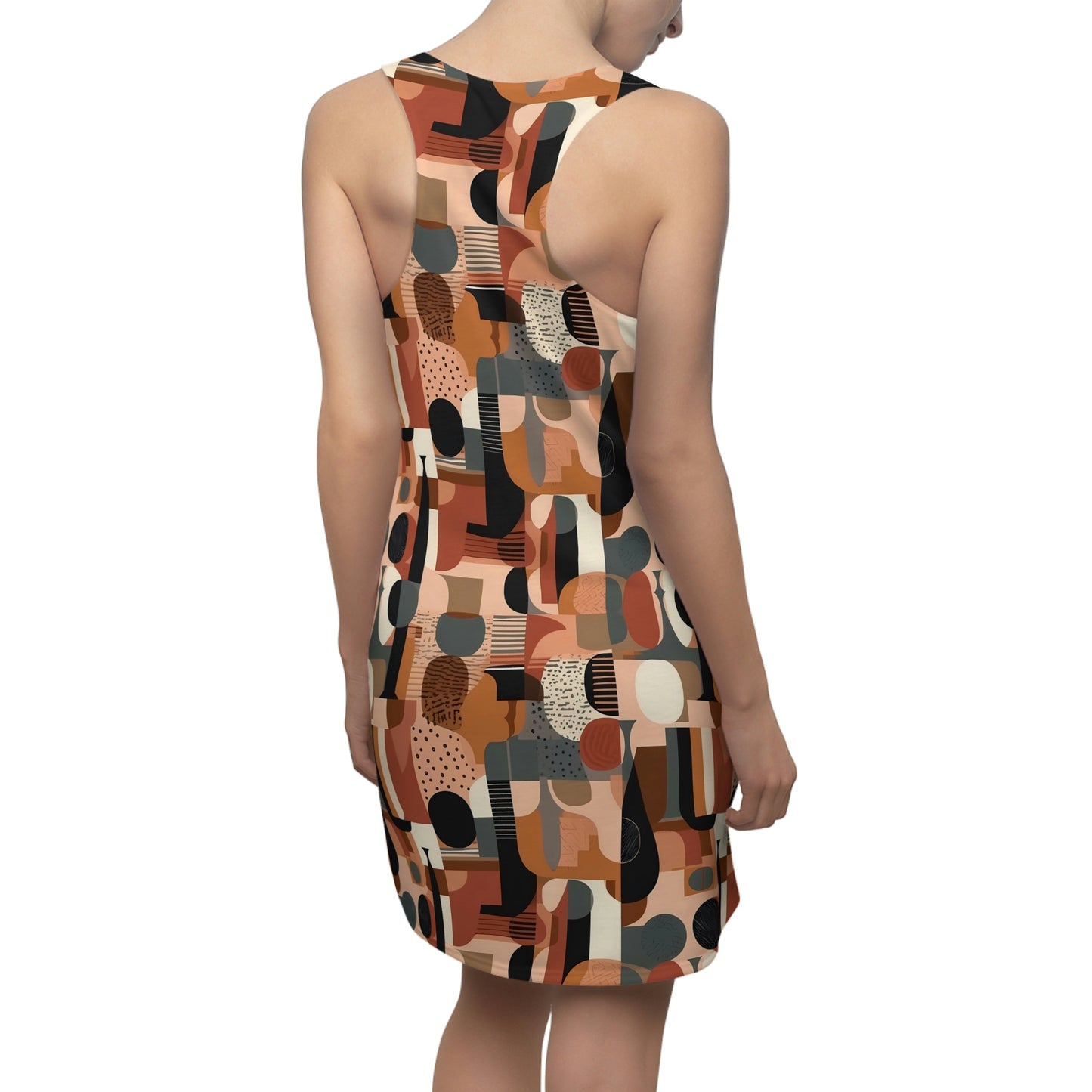 Earthy Hues Dress, geometric pattern