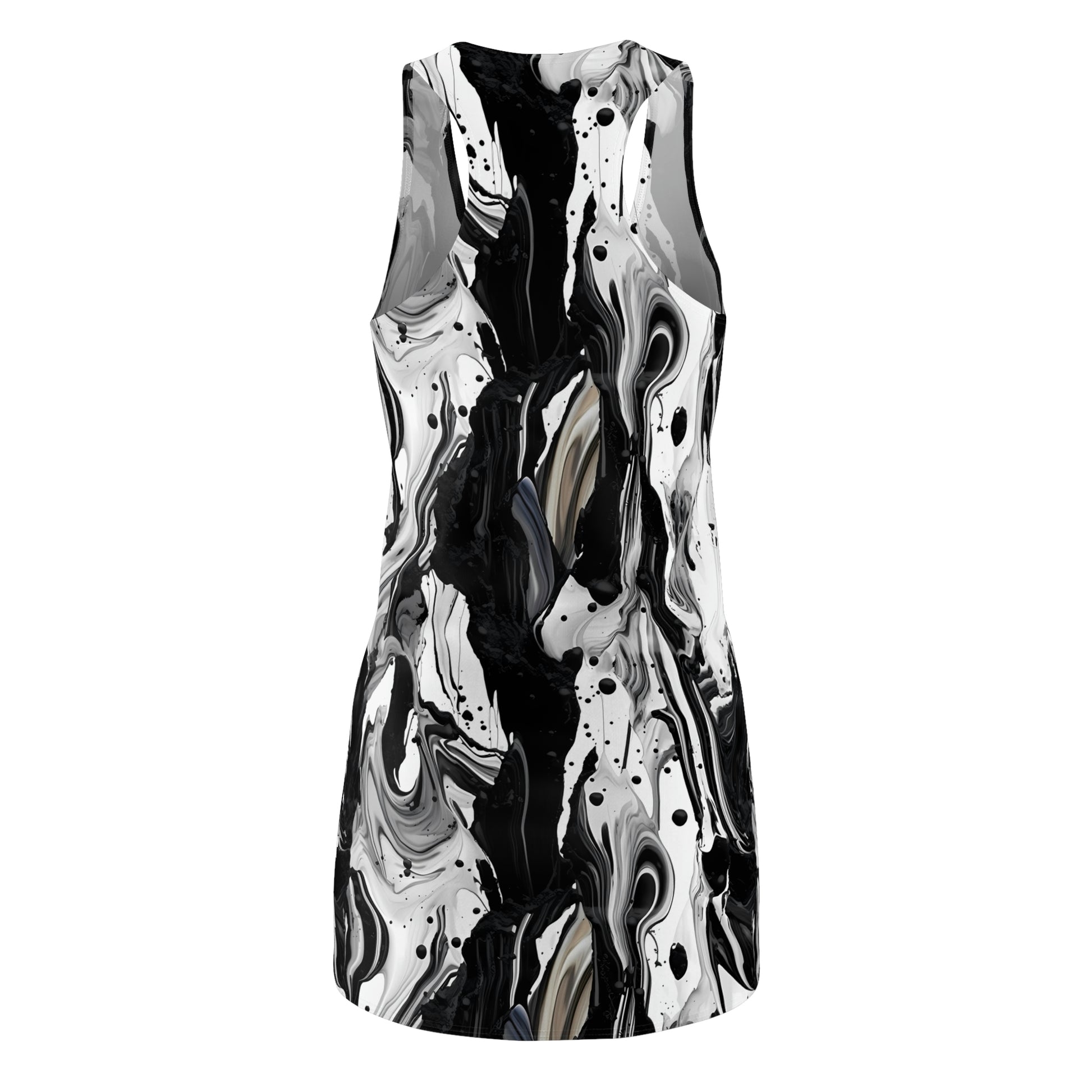 Black and White Marble Pattern Dress