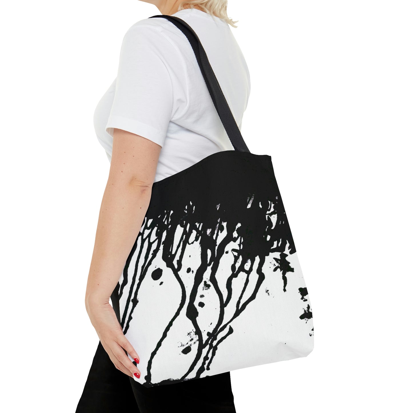 Black and White Paint/Ink Drip Tote Bag