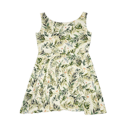 Flora Whispers Skater Dress, flowers and leaves pattern