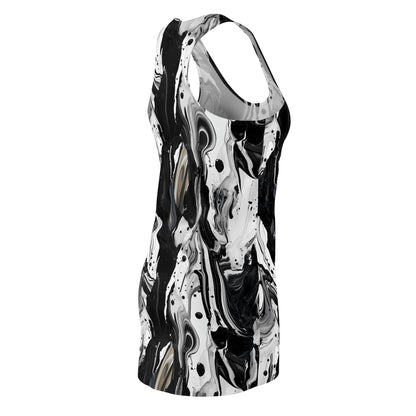 Black and White Marble Pattern Dress