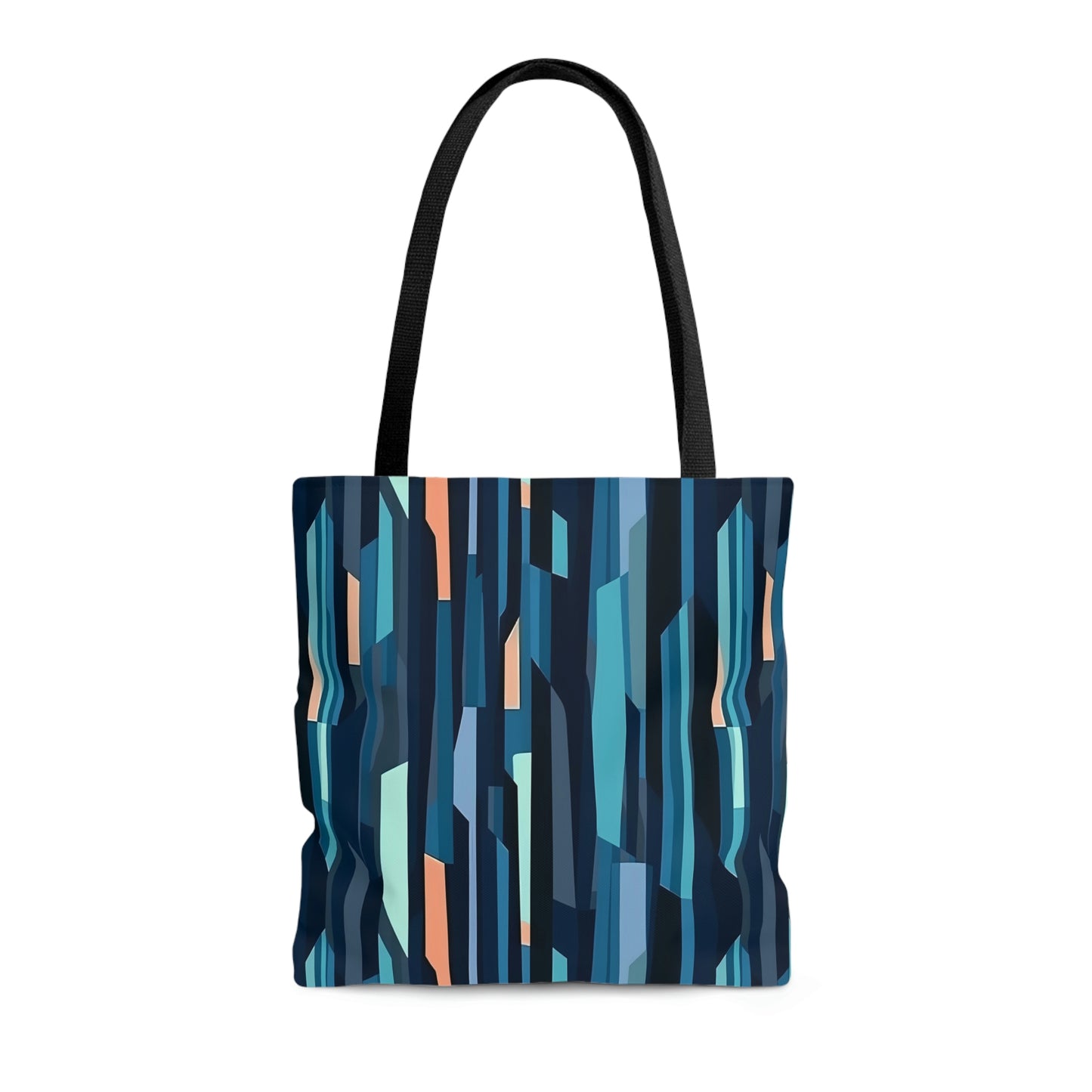 Cobalt Dreams Tote Bag, blue stripes pattern