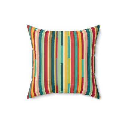 Colorful Technicolor Stripes Pattern Square Pillow