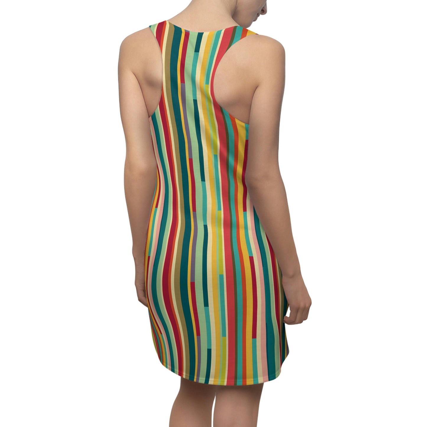 Colorful Technicolor Stripes Pattern Dress