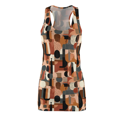 Earthy Hues Dress, geometric pattern