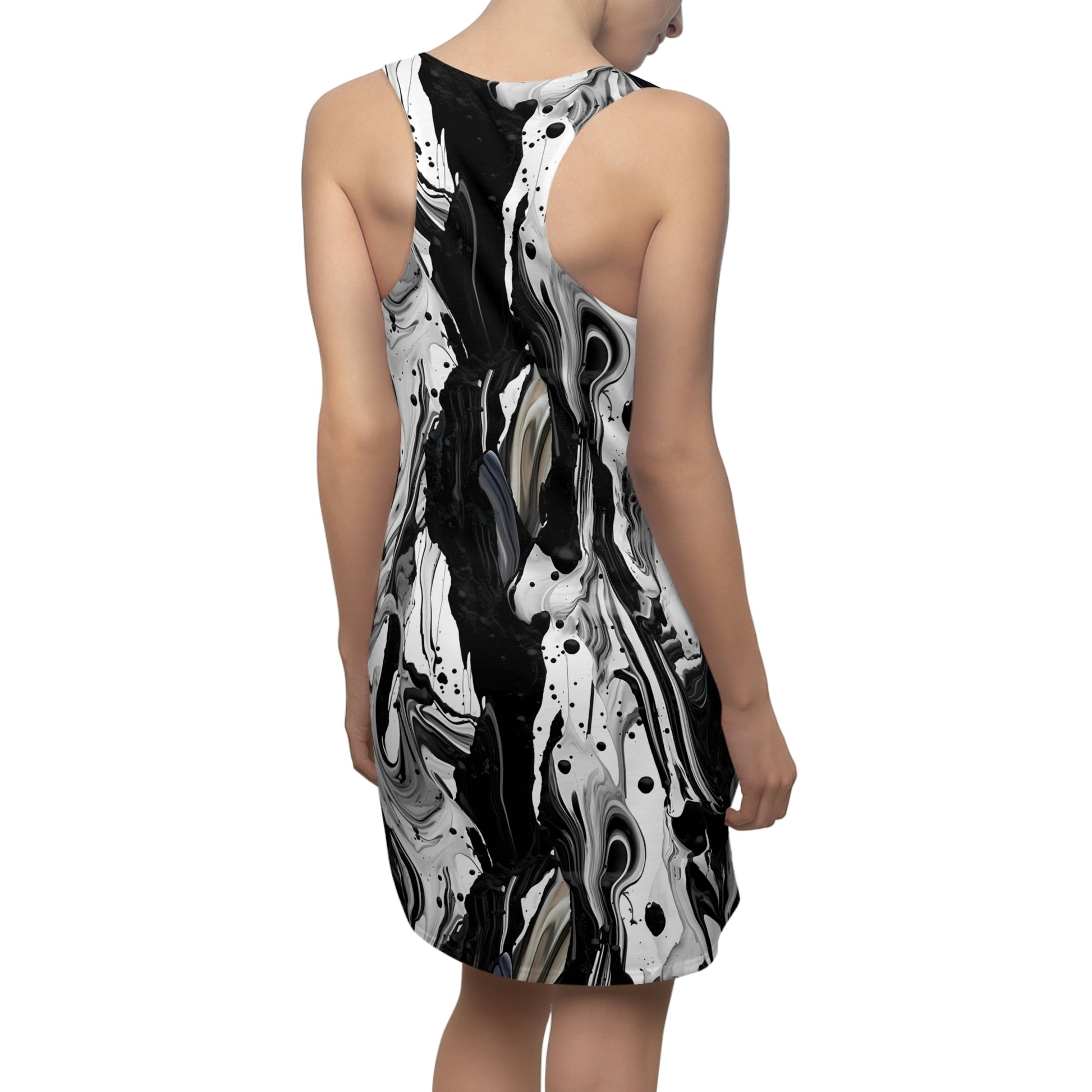 Black and White Marble Pattern Dress