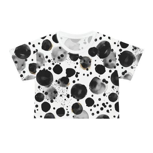 Black Polka Dots Pattern Crop Tee