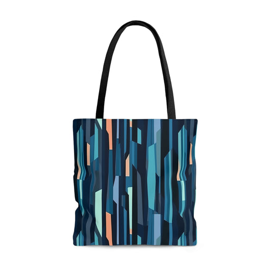 Cobalt Dreams Tote Bag, blue stripes pattern