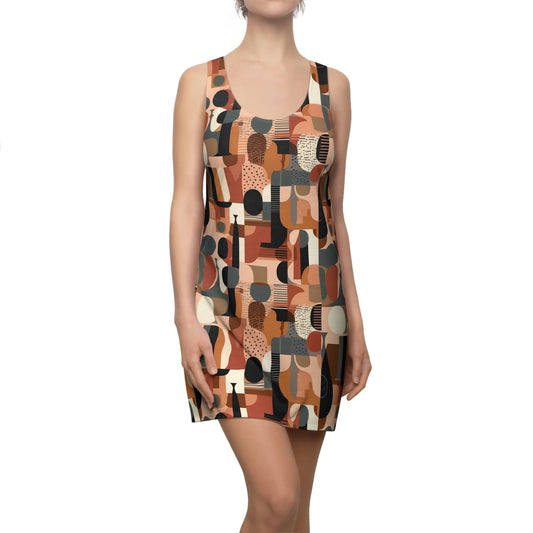 Earthy Hues Dress, geometric pattern