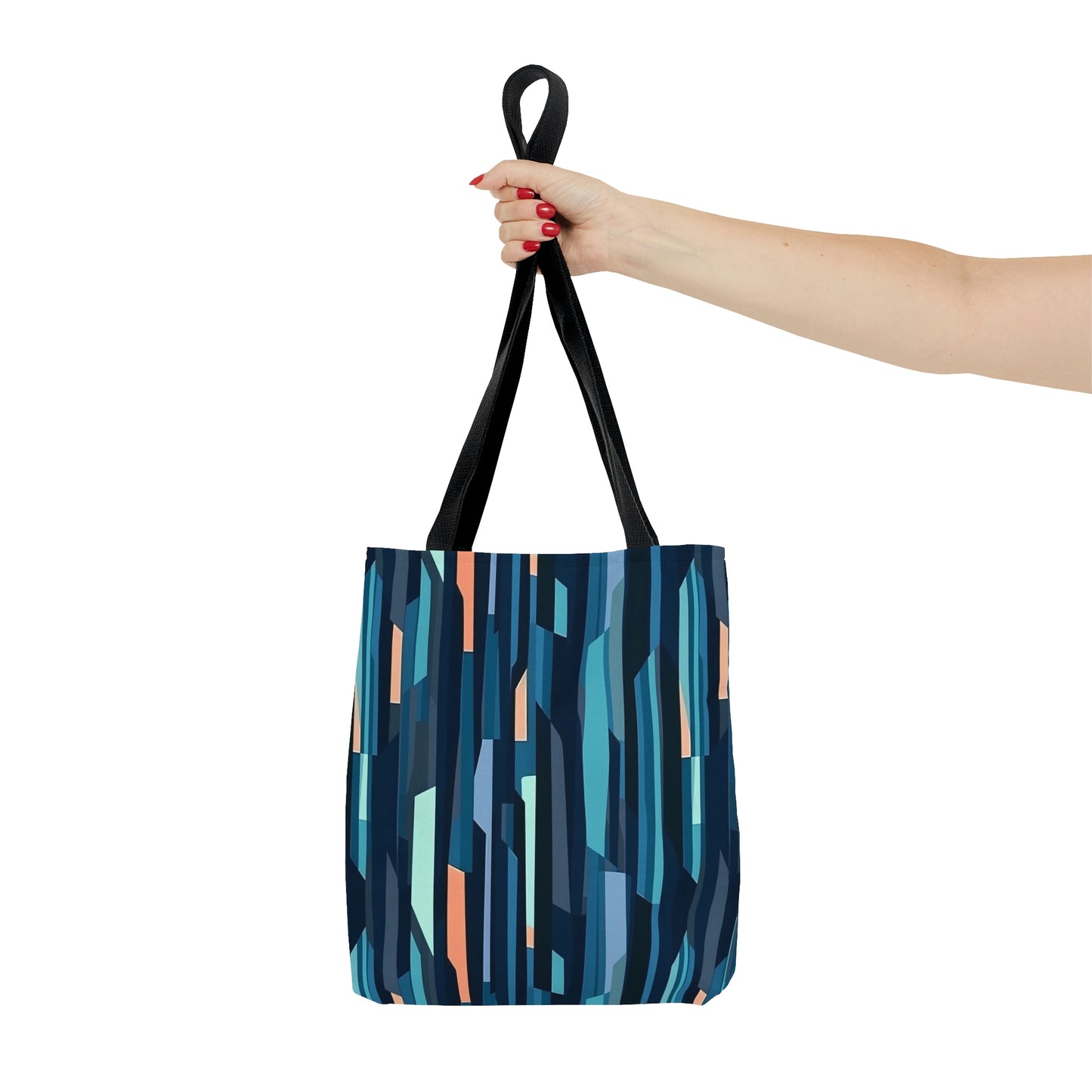 Cobalt Dreams Tote Bag, blue stripes pattern