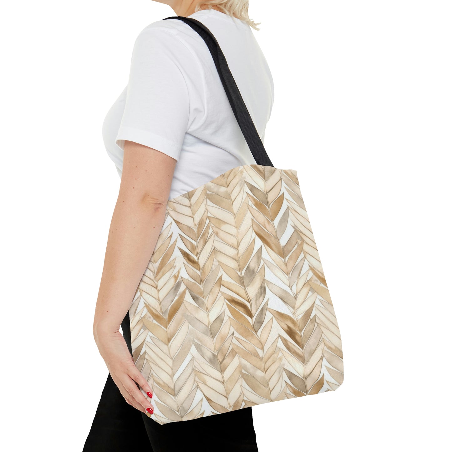 Beige Herringbone Pattern Tote Bag