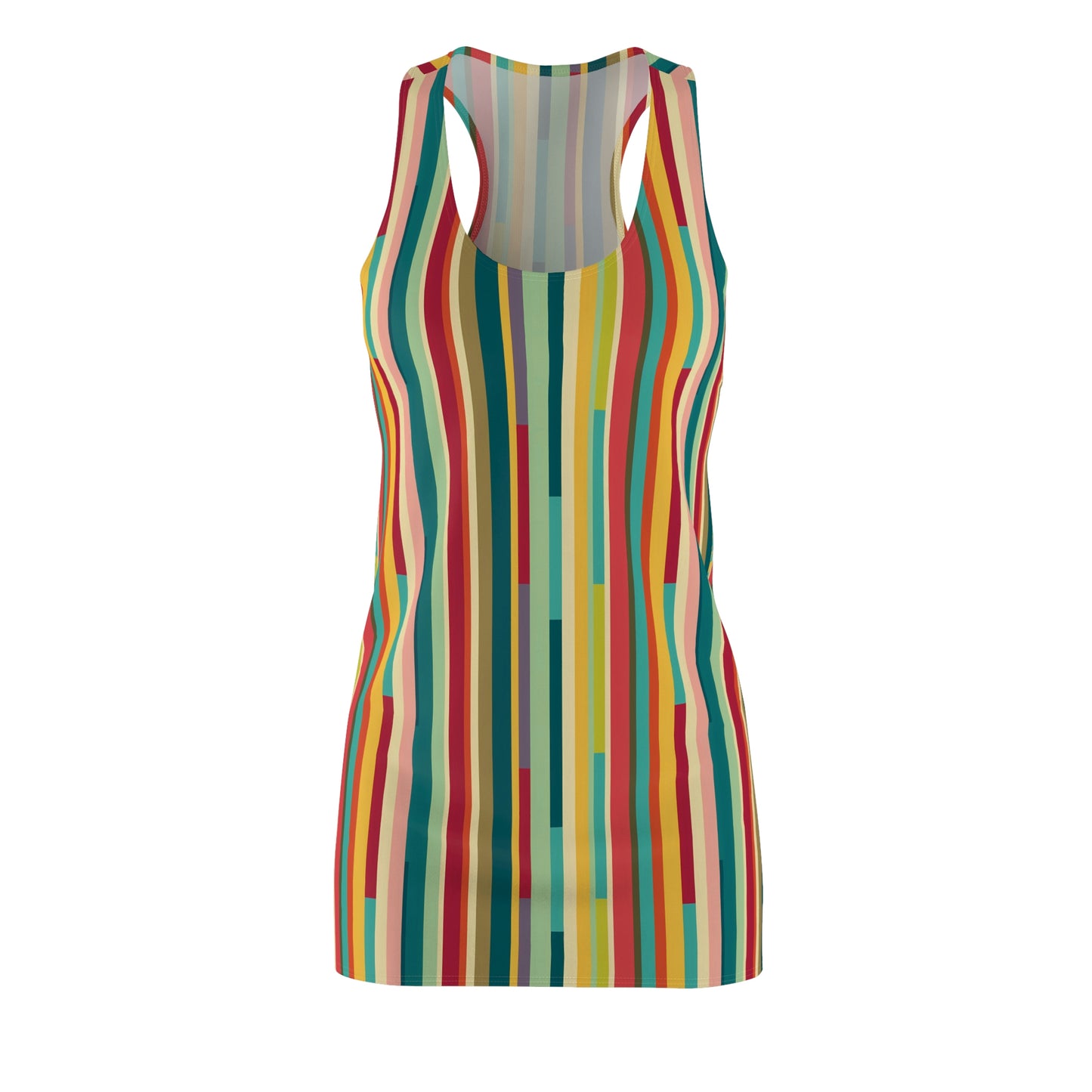 Colorful Technicolor Stripes Pattern Dress