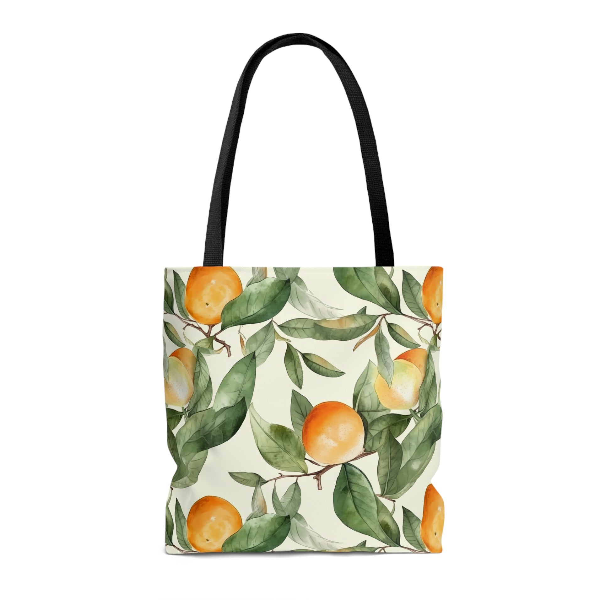 Citrus Jungle Tote Bag, oranges and leaves pattern