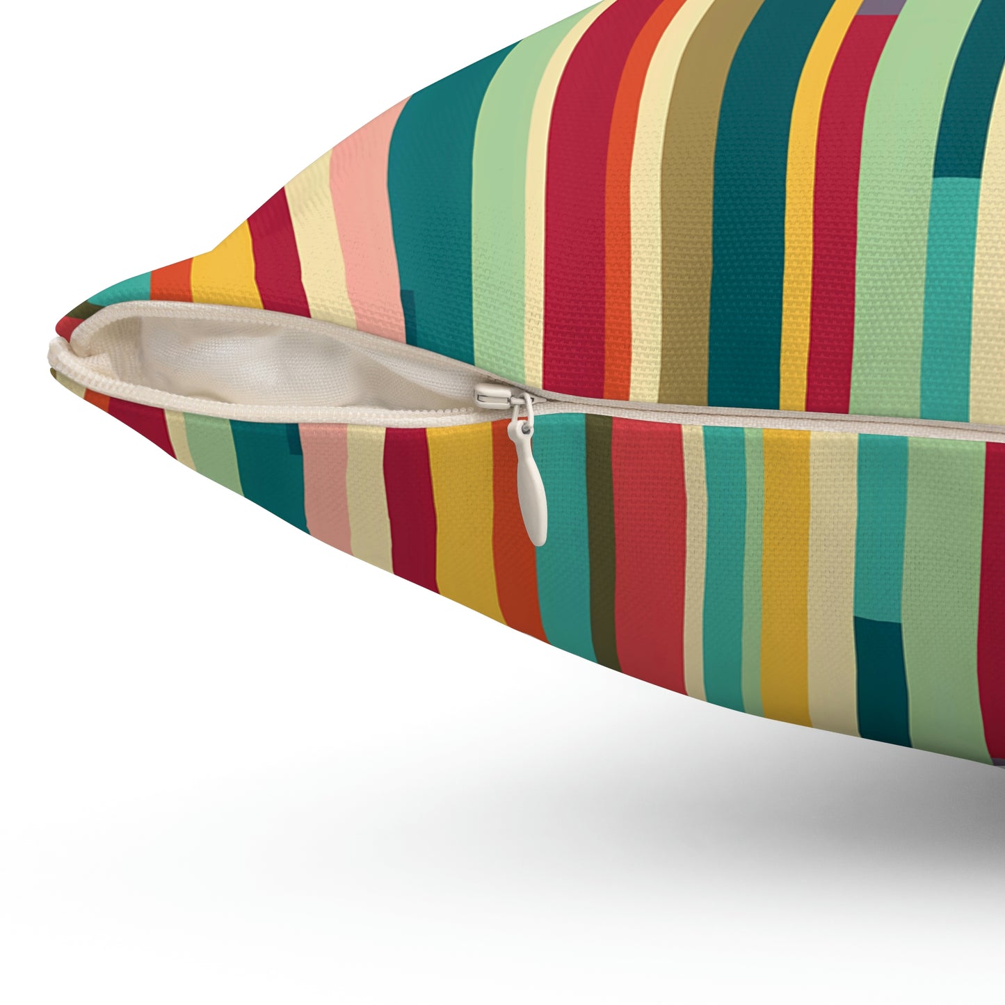 Colorful Technicolor Stripes Pattern Square Pillow