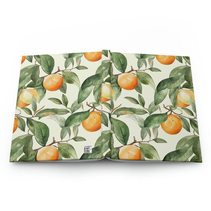 Citrus Jungle Journal, oranges and leaves pattern