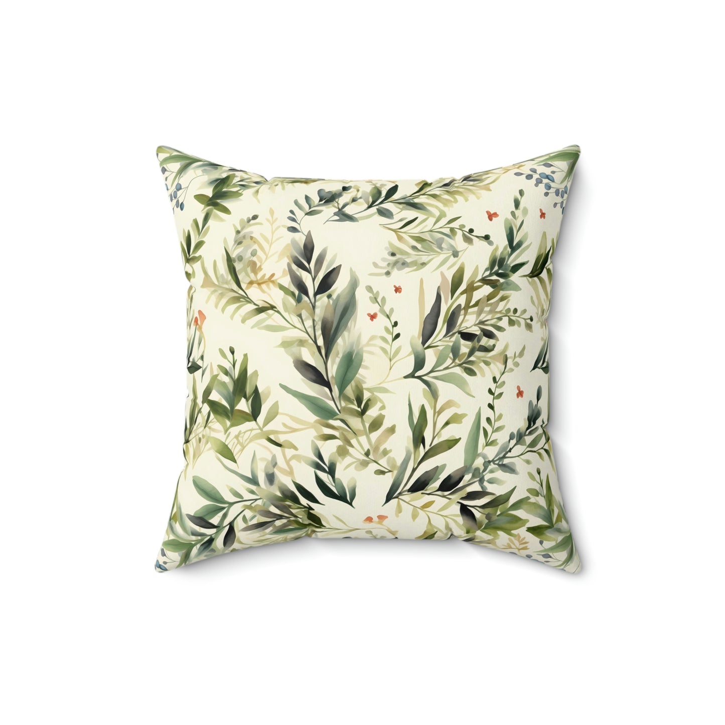 Flora Whispers Square Pillow, flowers and leaves pattern