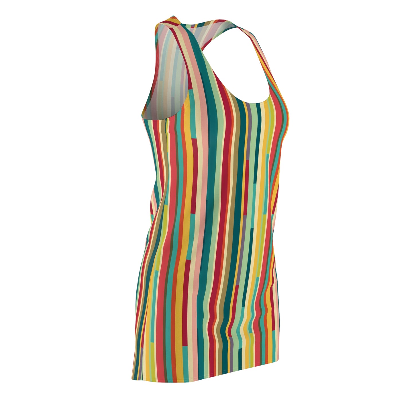 Colorful Technicolor Stripes Pattern Dress