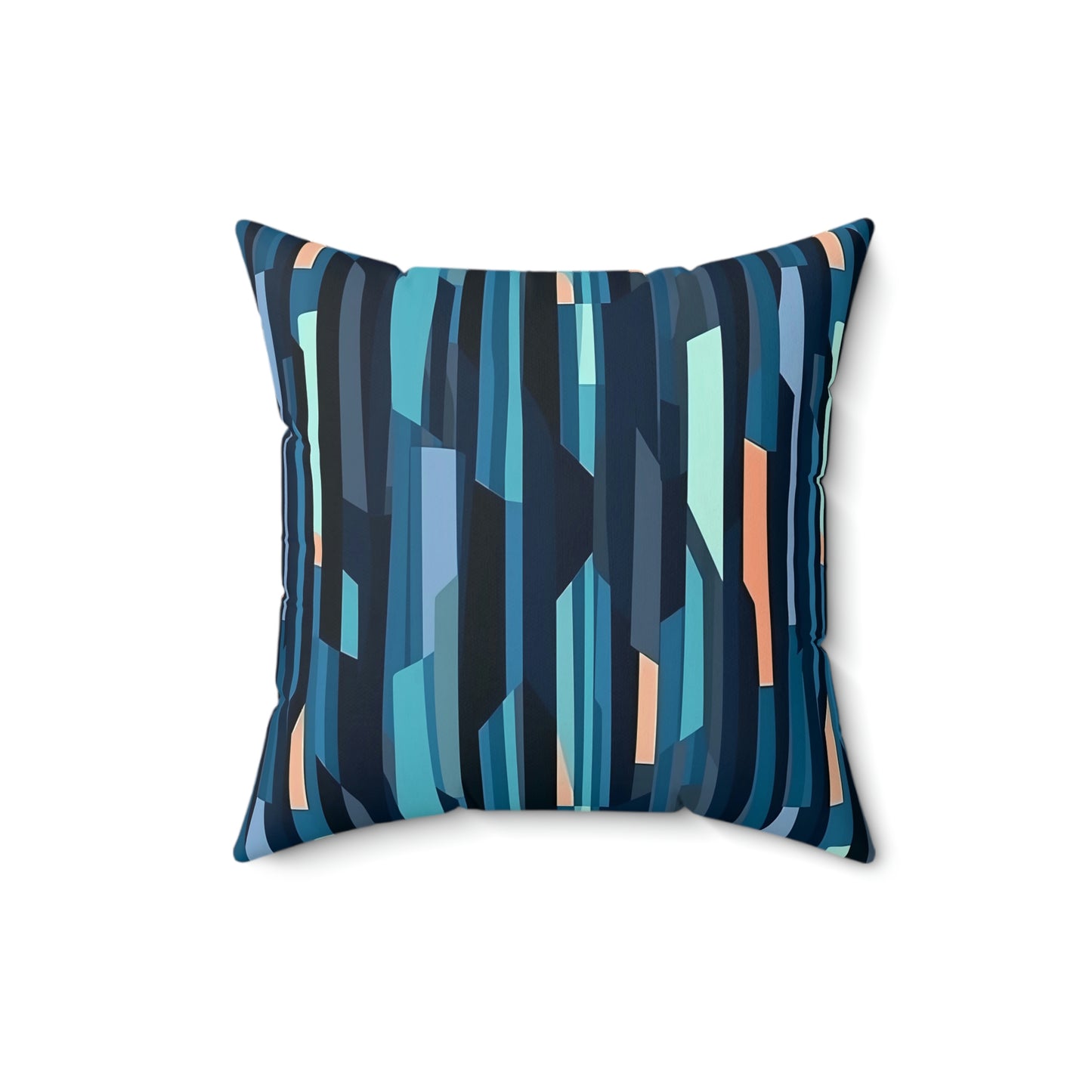 Cobalt Dreams Square Pillow, blue stripes pattern