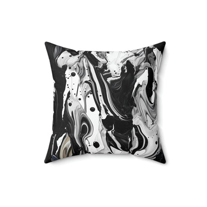 Black and White Marble Pattern Square Pillow