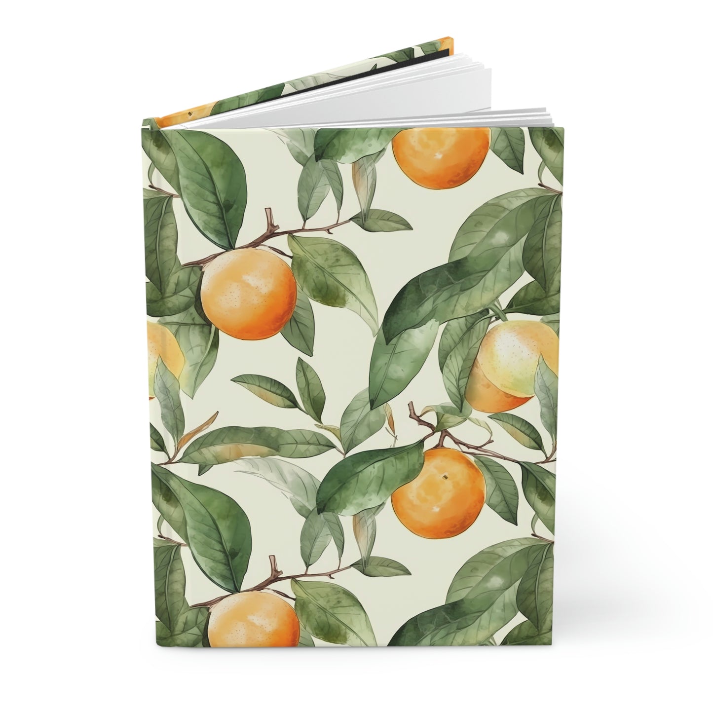 Citrus Jungle Journal, oranges and leaves pattern