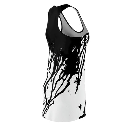 Black and White Paint/Ink Drip Dress