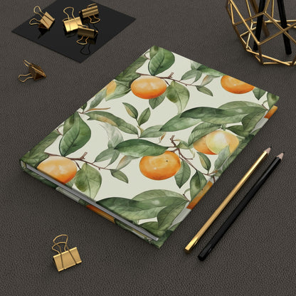 Citrus Jungle Journal, oranges and leaves pattern