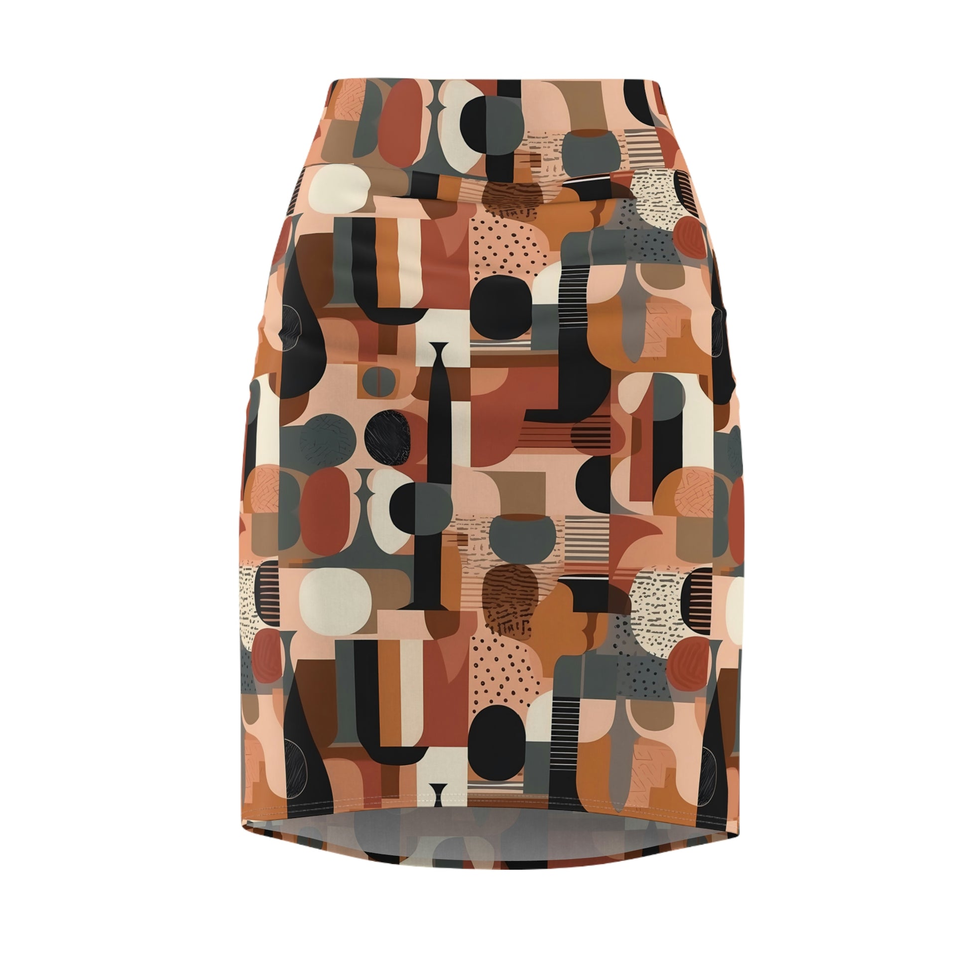 Earthy Hues Pencil Skirt, geometric pattern