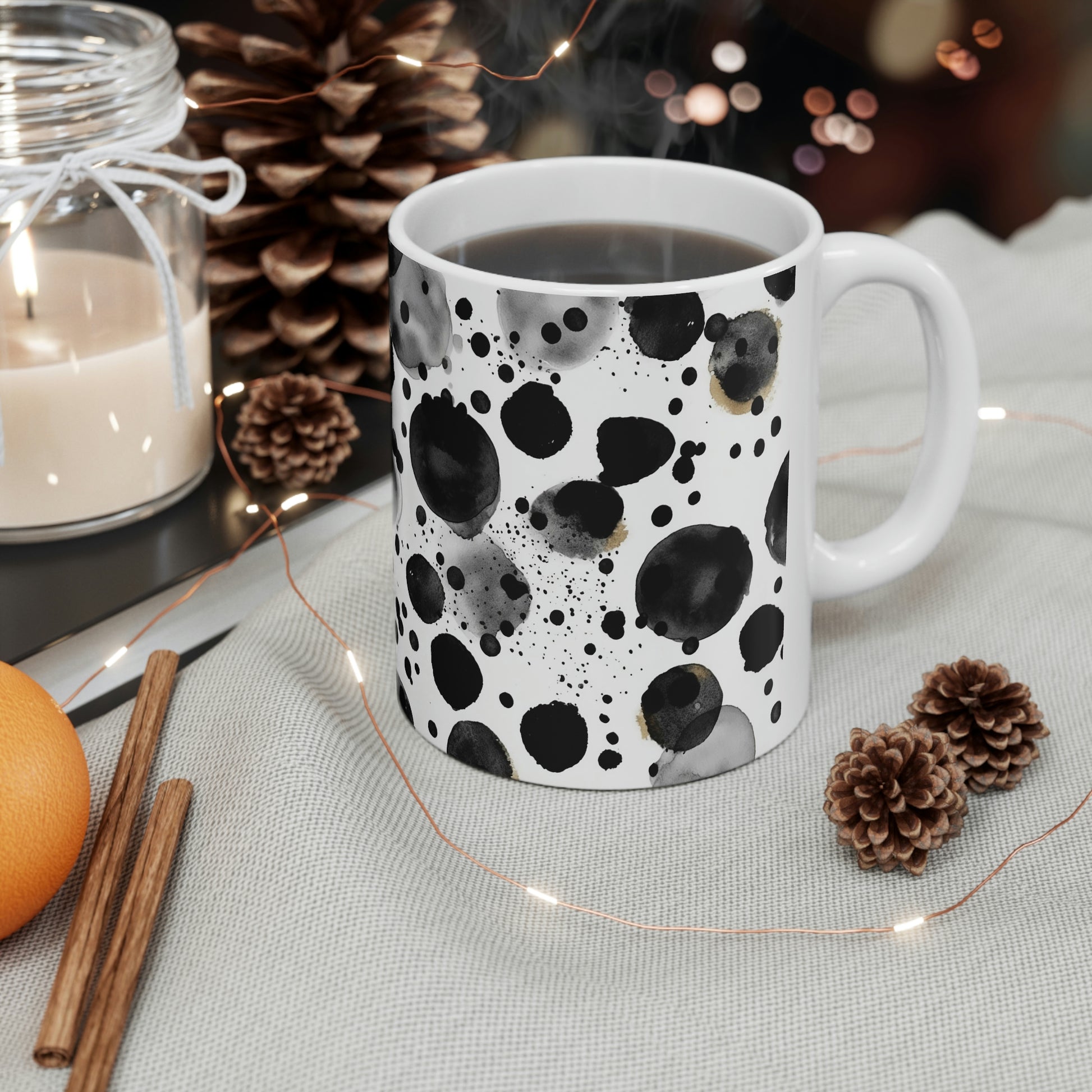 Black Polka Dots Pattern Mug