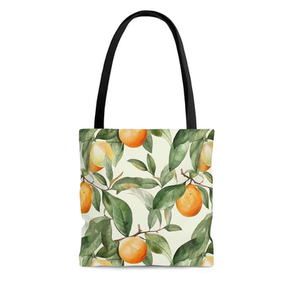 Citrus Jungle Tote Bag, oranges and leaves pattern