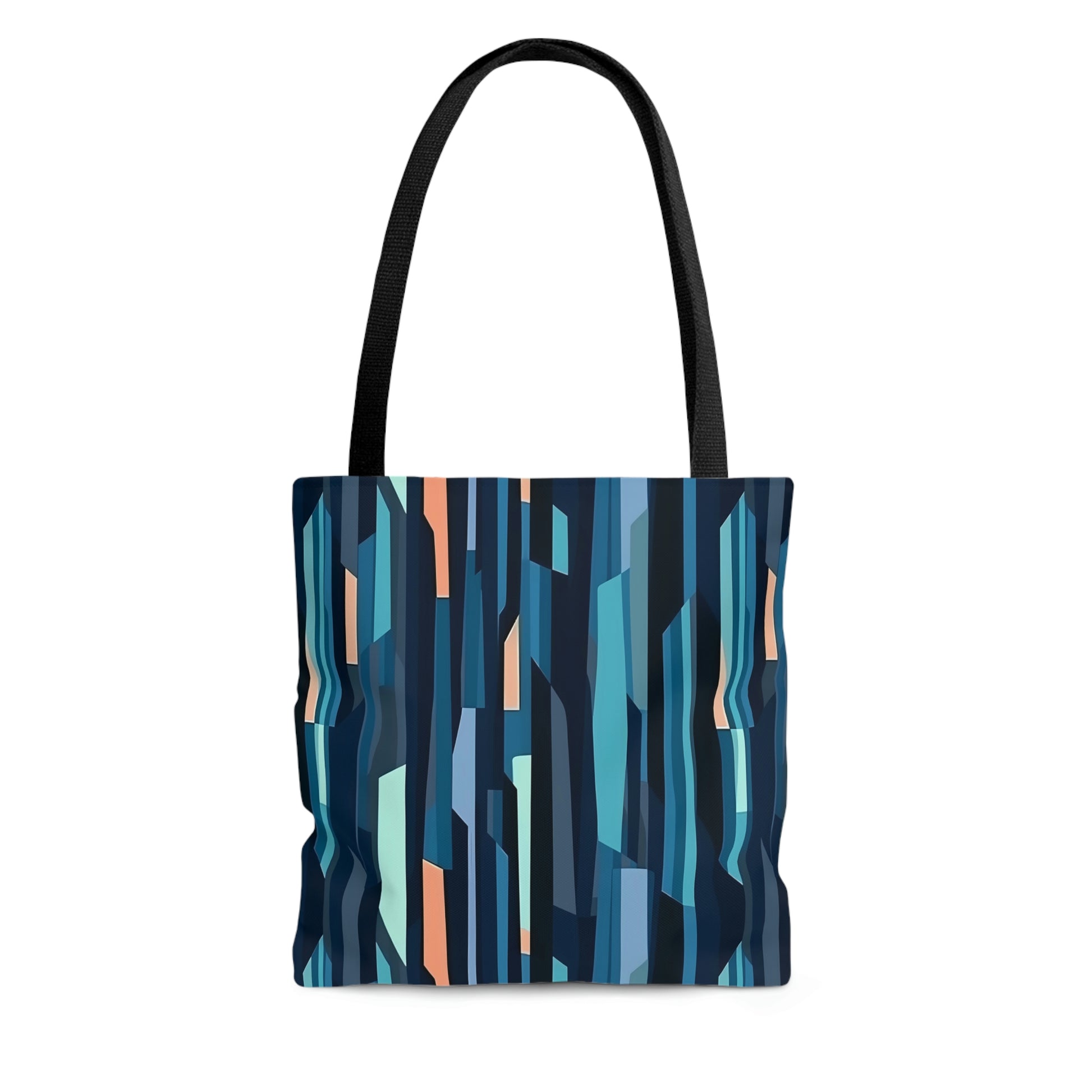 Cobalt Dreams Tote Bag, blue stripes pattern