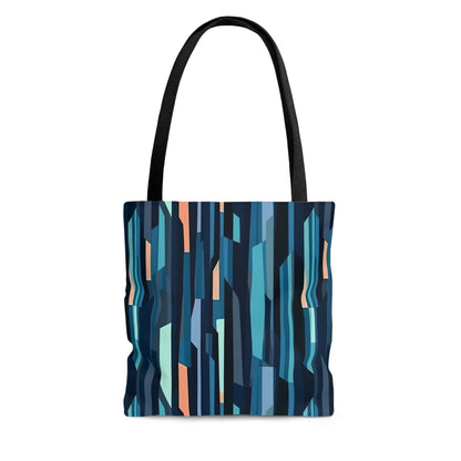 Cobalt Dreams Tote Bag, blue stripes pattern