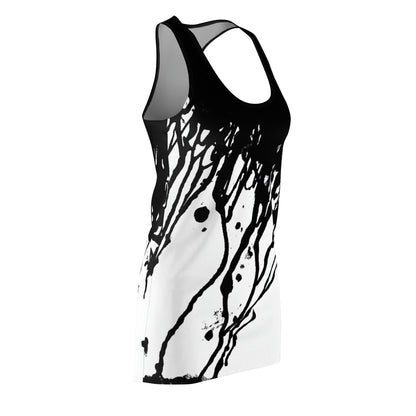 Black and White Paint/Ink Drip Dress