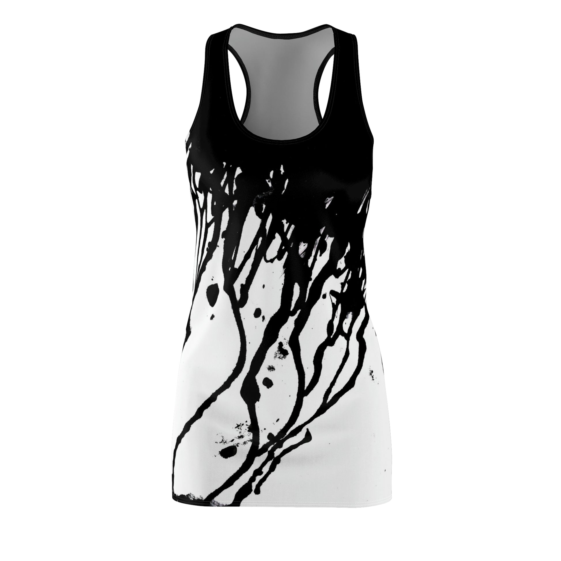 Black and White Paint/Ink Drip Dress