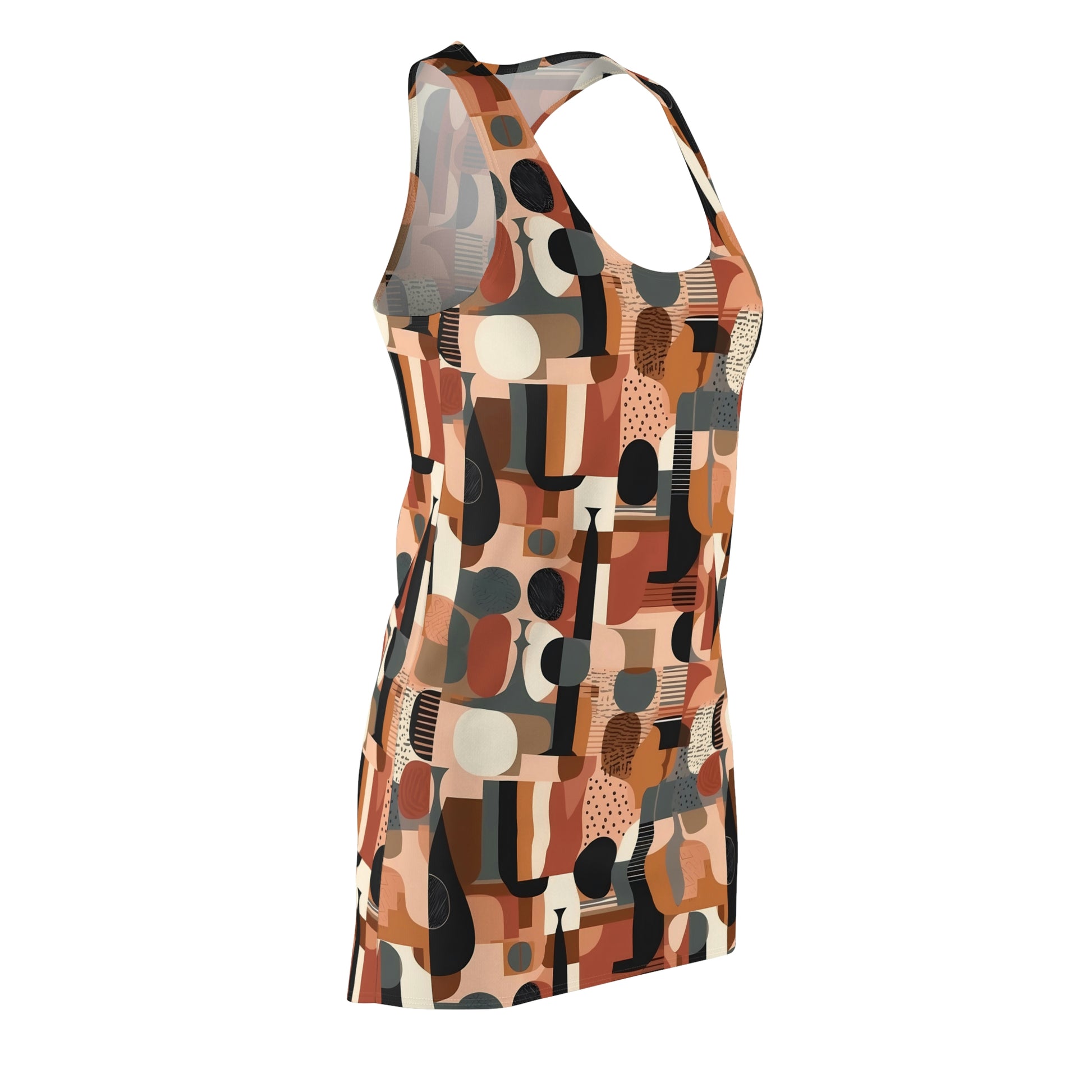 Earthy Hues Dress, geometric pattern