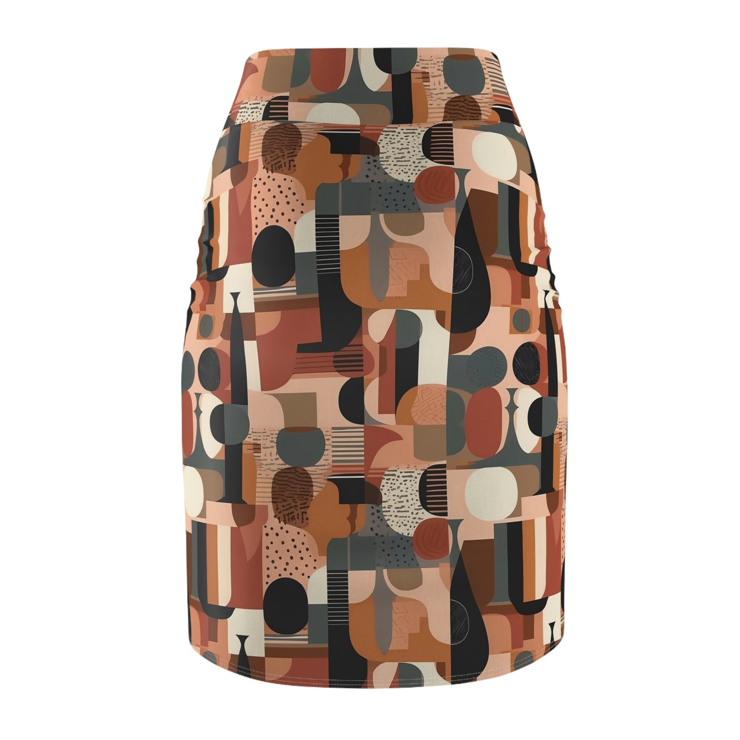 Earthy Hues Pencil Skirt, geometric pattern