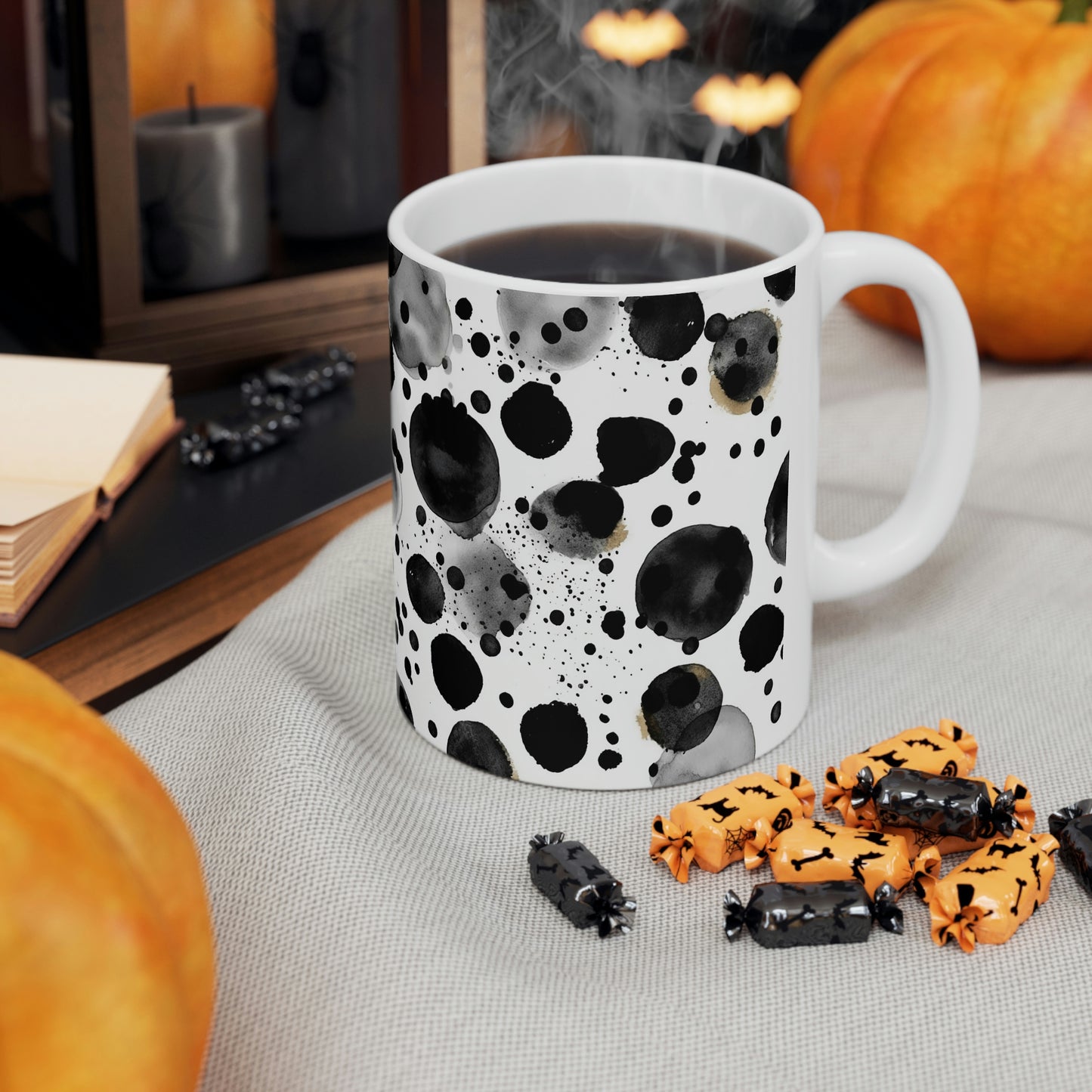 Black Polka Dots Pattern Mug