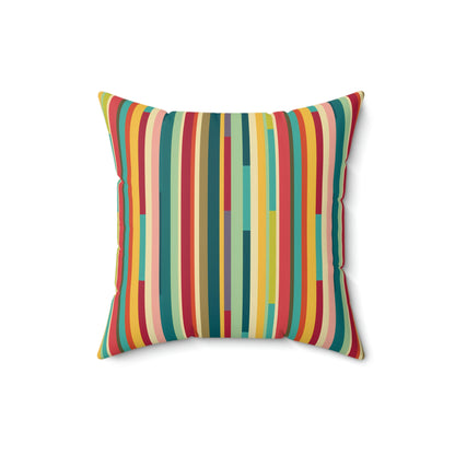 Colorful Technicolor Stripes Pattern Square Pillow