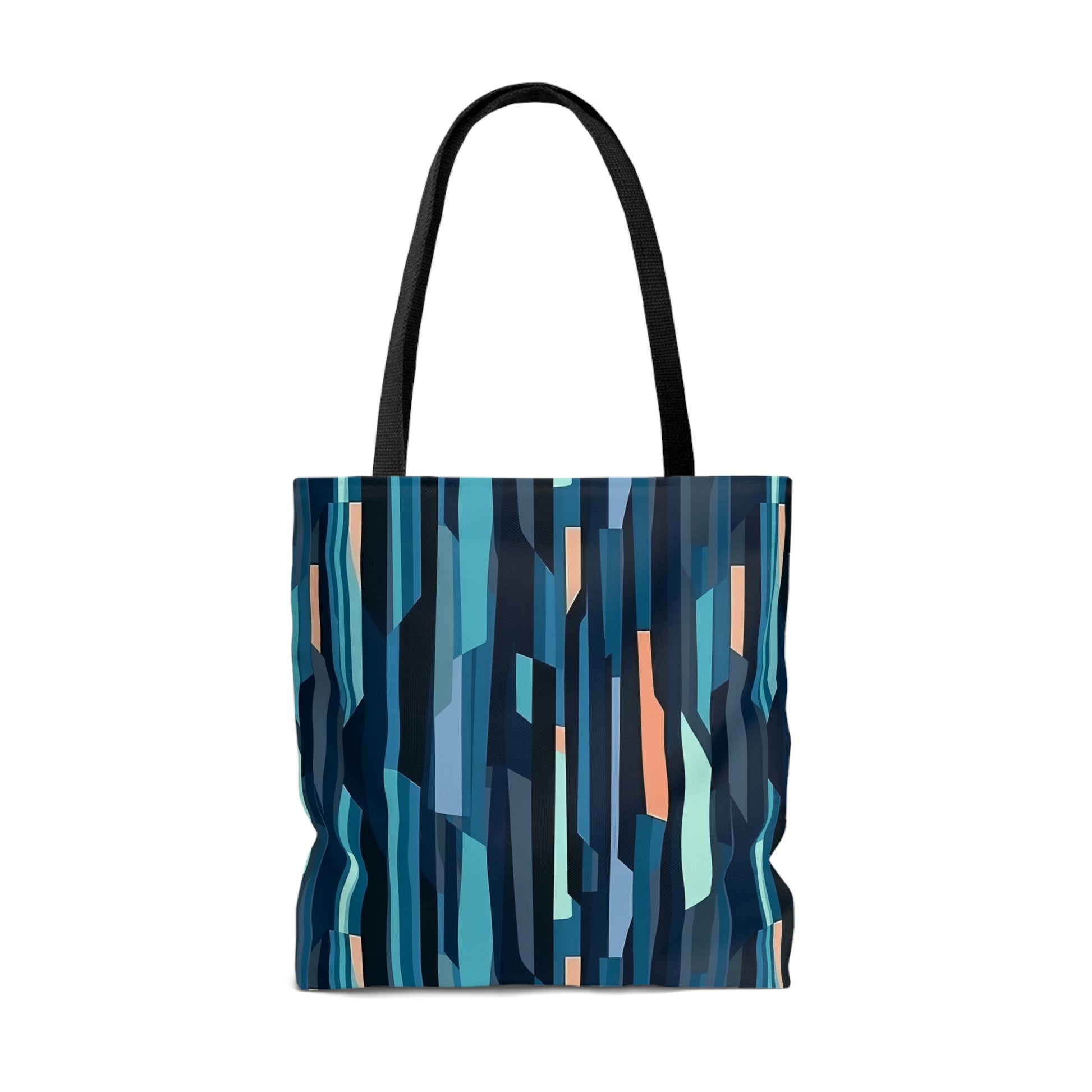 Cobalt Dreams Tote Bag, blue stripes pattern