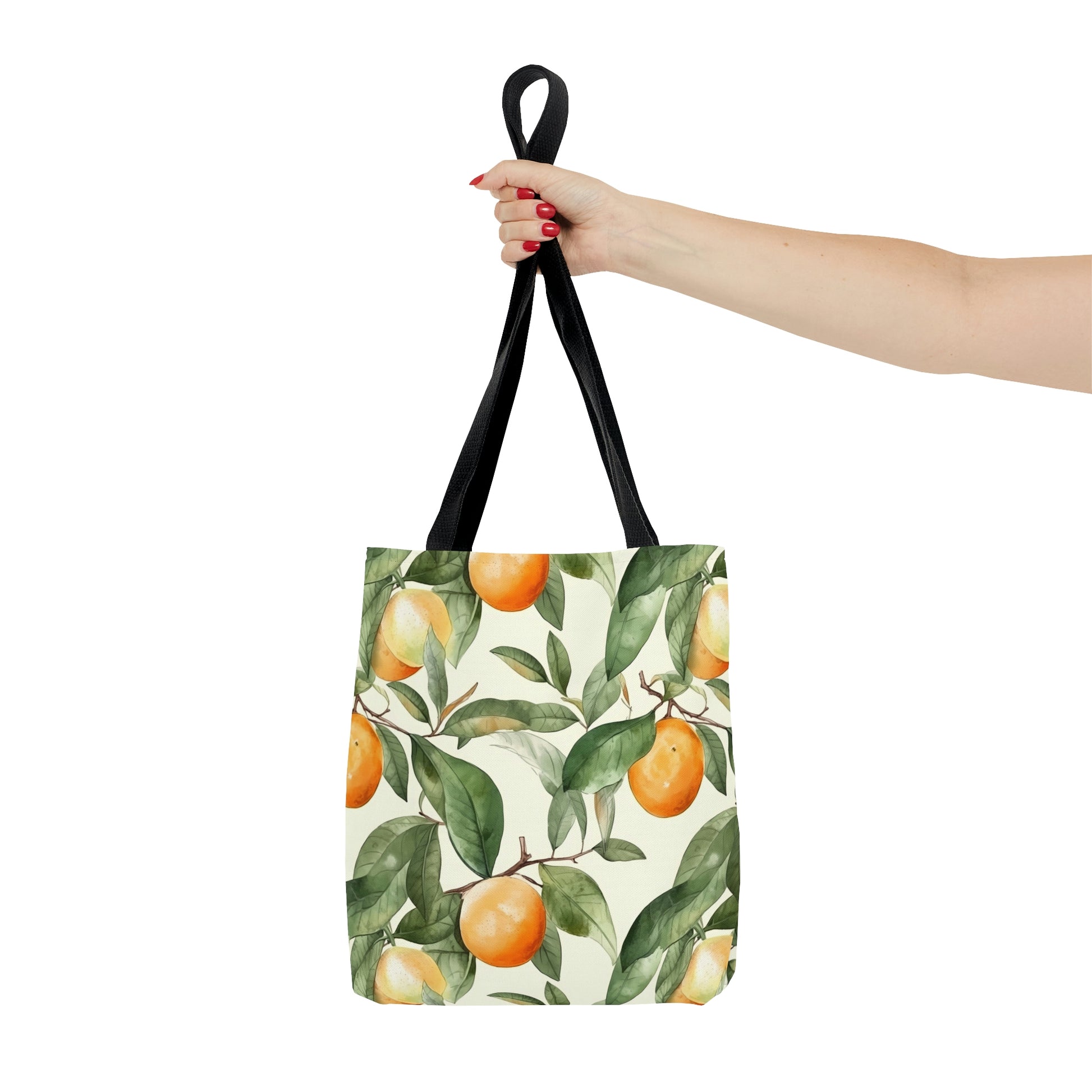 Citrus Jungle Tote Bag, oranges and leaves pattern